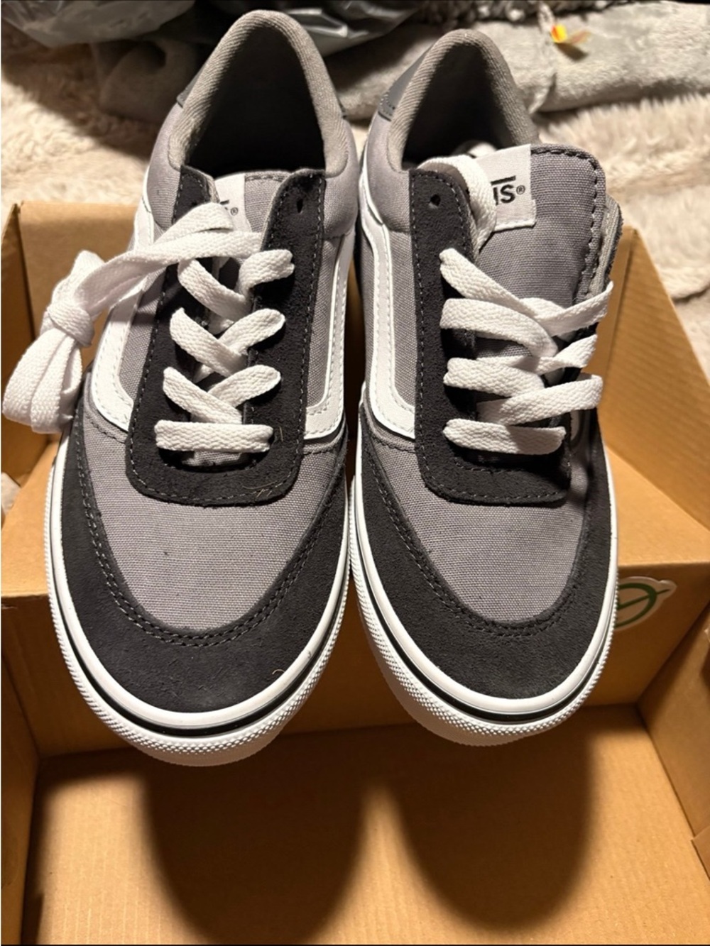 Vans Kids Gray and Black Low-Top Sneakers
